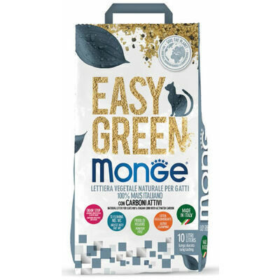 Augu šķiedras pakaiši kaķu tualetēm MONGE EASY GREEN with Activated Carbon 10l